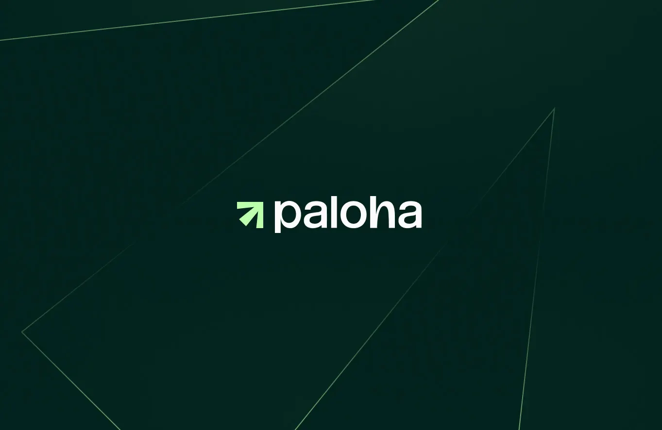 Bannière sur fond vert sombre avec le logo Paloha, illustrant le projet de site web développé par Humatis pour cette agence digitale et d’influence à Montpellier.